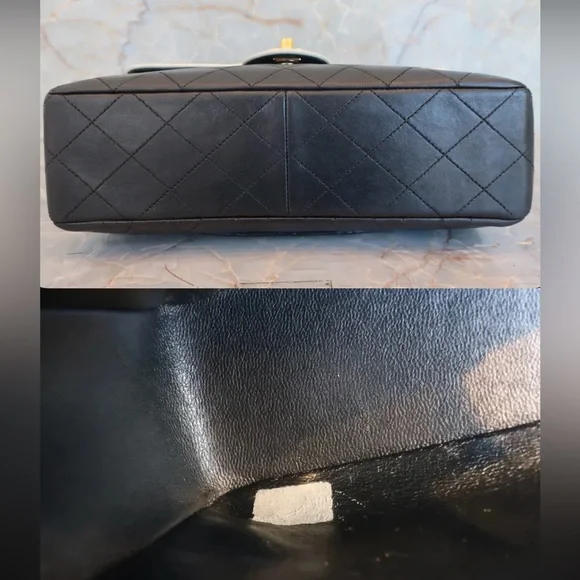 AUTHENTIC CHANEL single flap lambskin matelasse black shoulder bag 24k gold - Picture 5 of 16